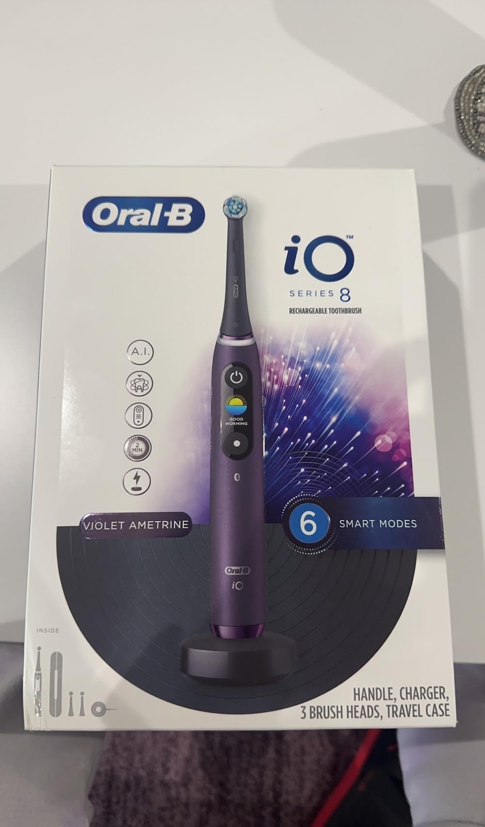 Oral-B iO Series 8 Electric Toothbrush with 2 Replacement Brush Heads and Travel Case, Rechargeable Toothbrush, Black Onyx customer photo 2