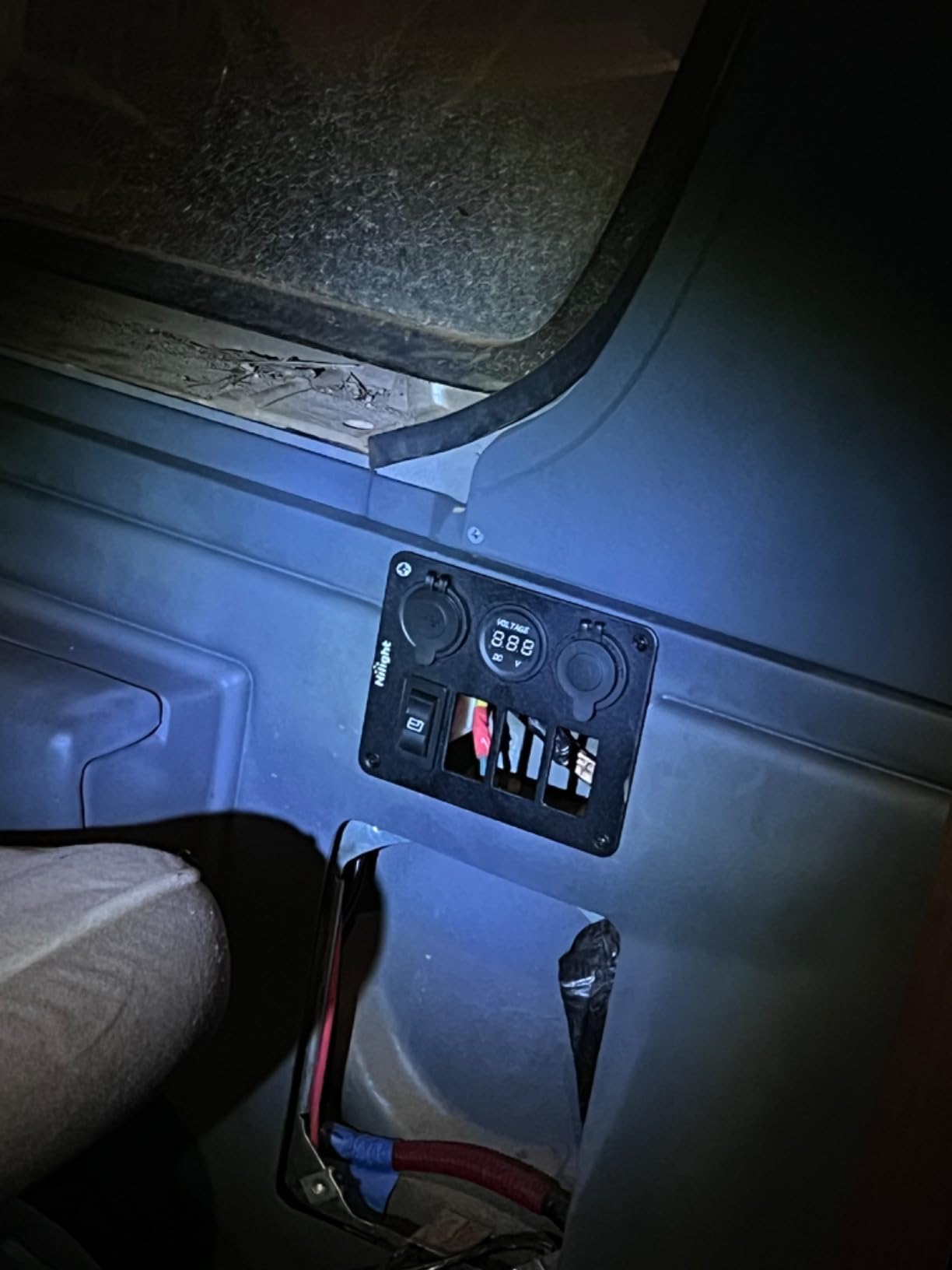 Nilight - 90117G 4 Gang Rocker Switch Panel Waterproof Pre-Wired Aluminum Switch Panel with Dual USB Cigarette Lighter Socket Voltmeter12V-24V DC ON Off Switch Panel for Cars Rvs Trucks, Blue customer photo 2