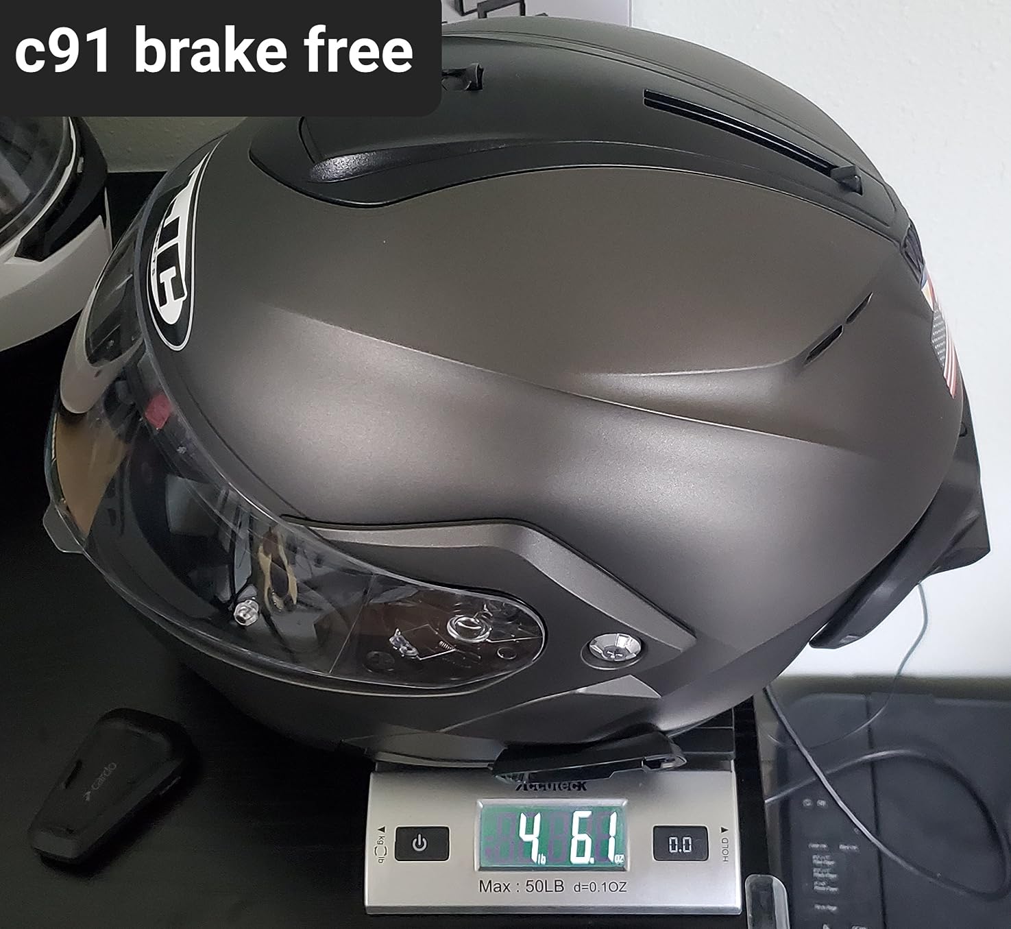 HJC C91 Solid Modular Motorcycle Helmet with HJ-17 Pinlock Shield, DOT Approved (Semi Flat Black, Medium) customer photo 2