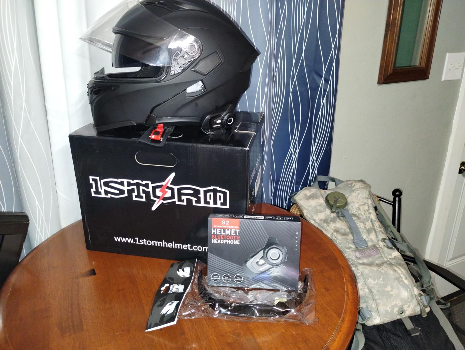 1Storm Motorcycle Modular Full Face Helmet Flip up Dual Visor Sun Shield: HB89 customer photo 2