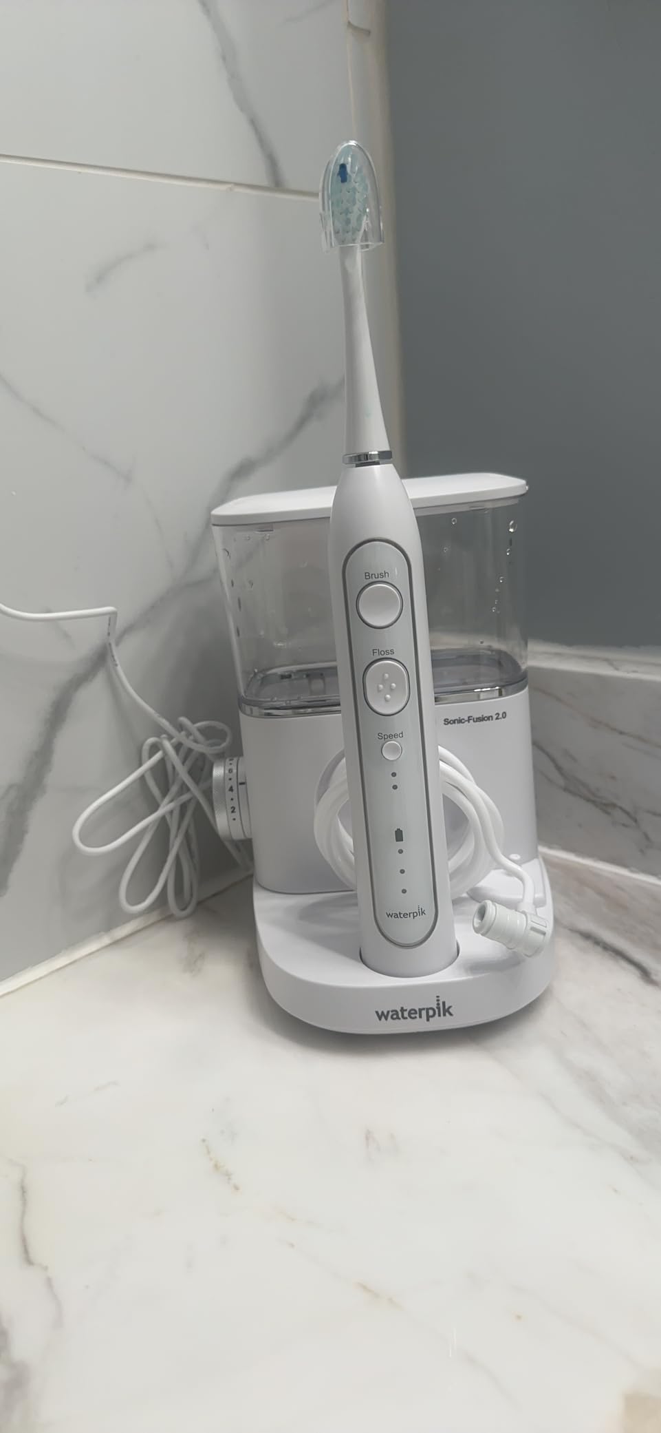 Waterpik Sonic-Fusion Flossing Electric Toothbrush Water Flosser, White customer photo 1
