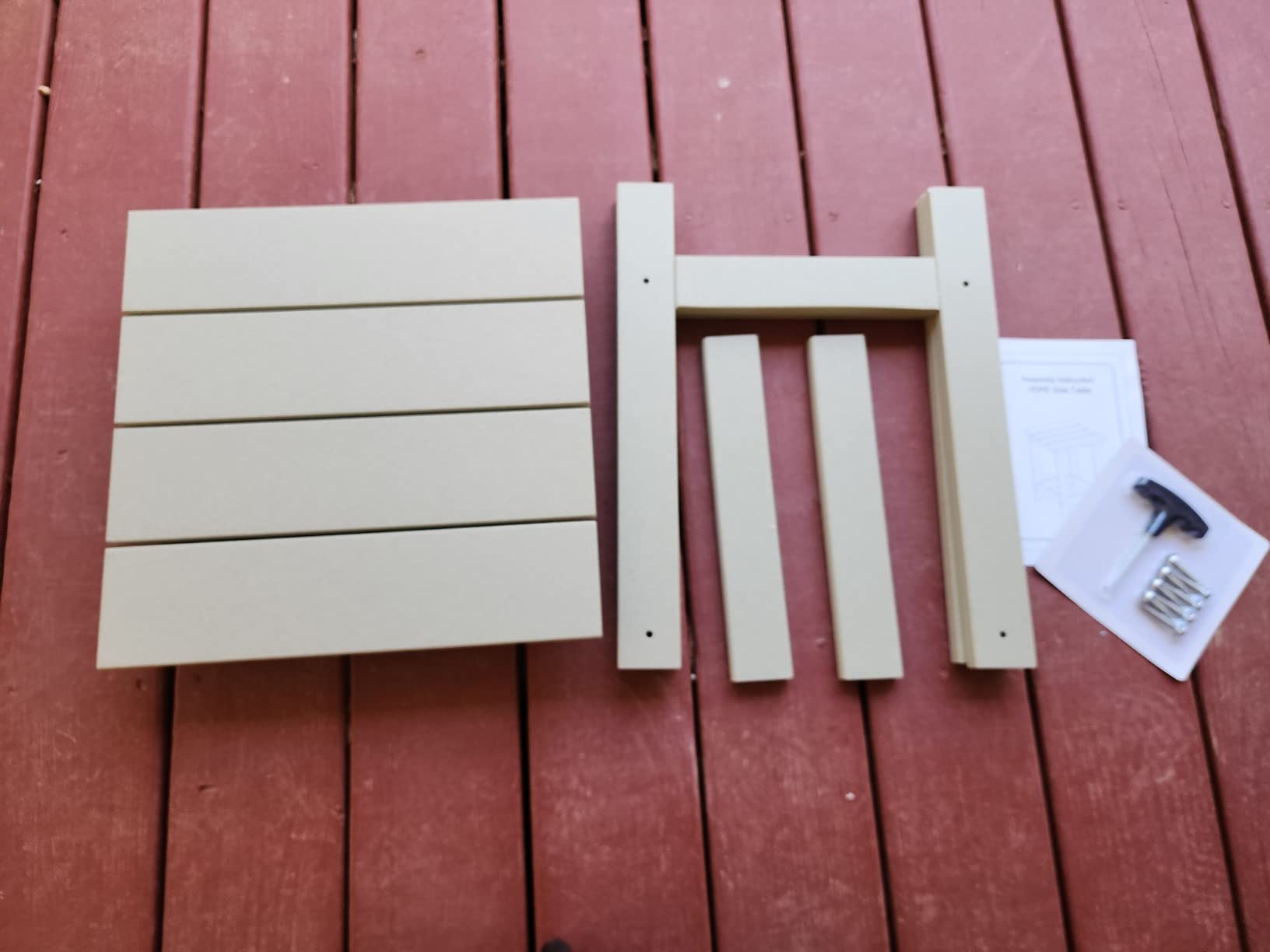 LZRS Patio Side Table, Heavy Duty HDPE Outdoor End Table with Wood Texture, Weatherproof Composite Table for Adirondack Chairs, Deck, Pool, Indoor/Outdoor, No Peeling or Cracking(Grey) customer photo 1