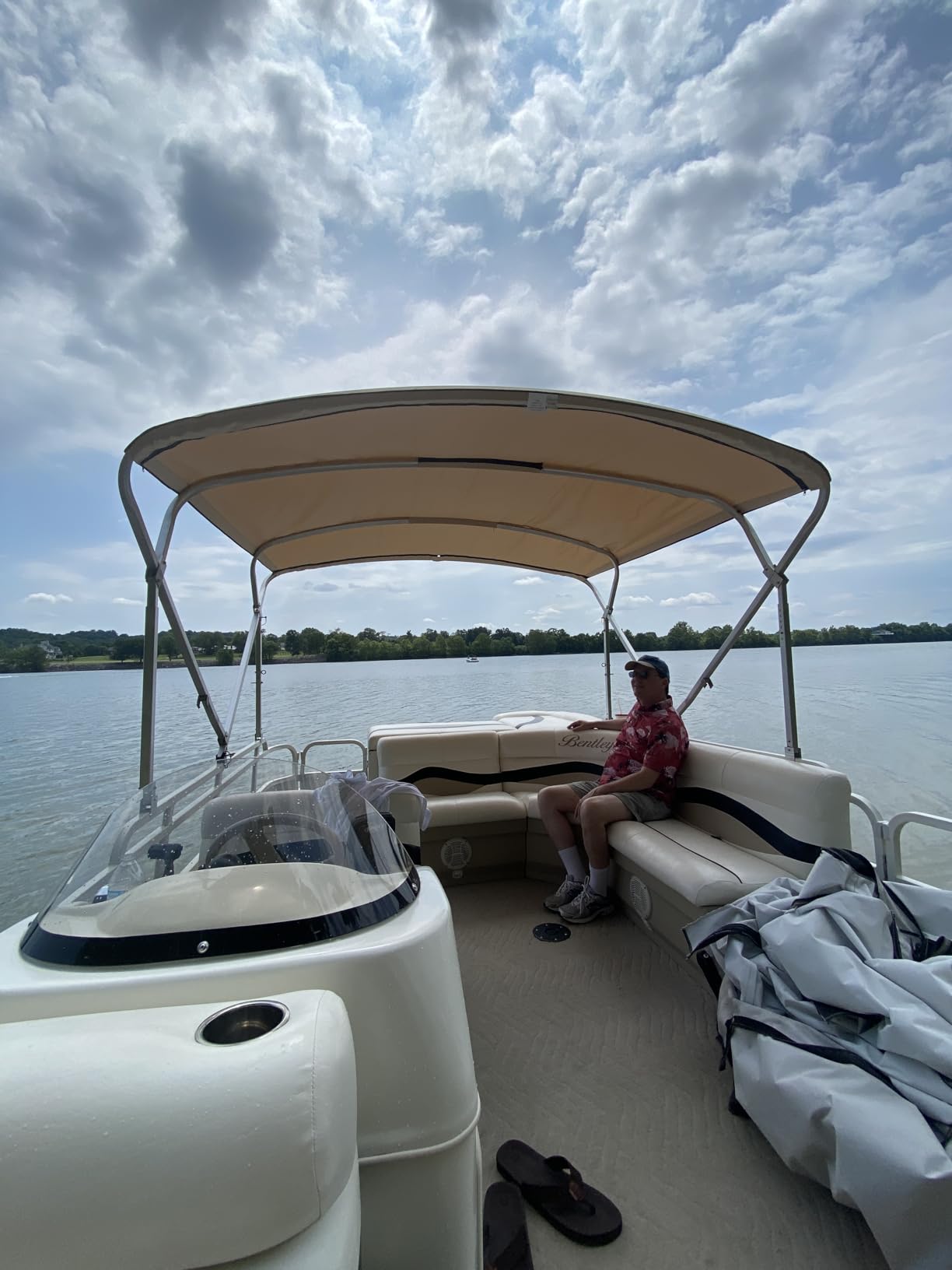 Replacement Bimini Top Canvas with Boot, Beige, 9' Long x 8.5' Wide, 16oz, by Cypress Rowe Outfitters, 4 Bow, fits 97-103