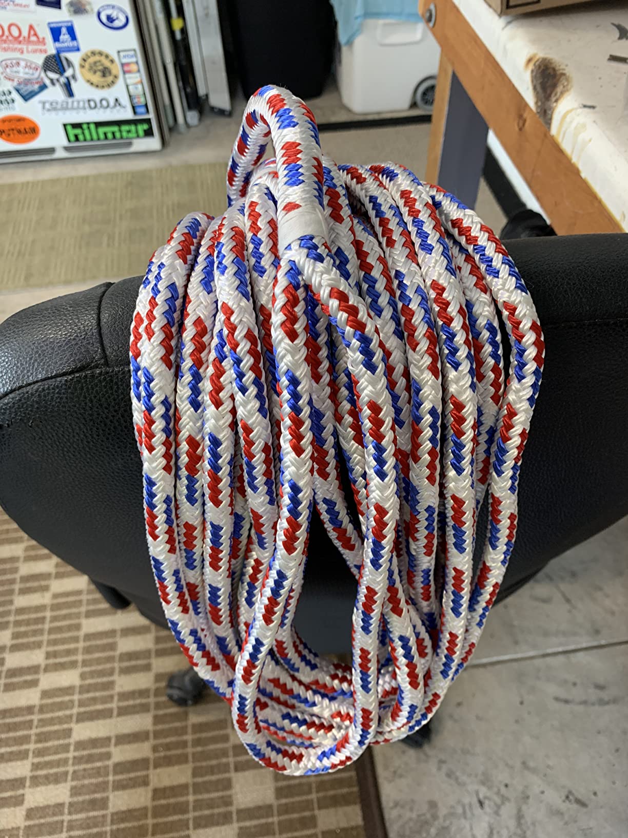 South Bend Rope Marine Grade Double Braided Nylon Dock Line w/Eye Splice (Red/White/Blue, 1/2-inch x 25 feet) customer photo 1