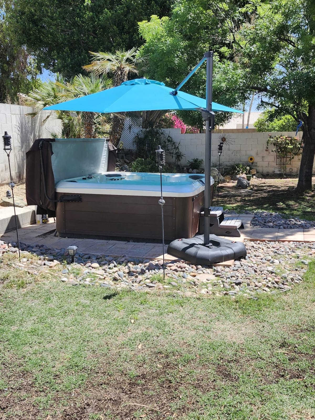 PURPLE LEAF Patio Umbrella with Base 11 Feet Effortless Shade Control Beige customer photo 2