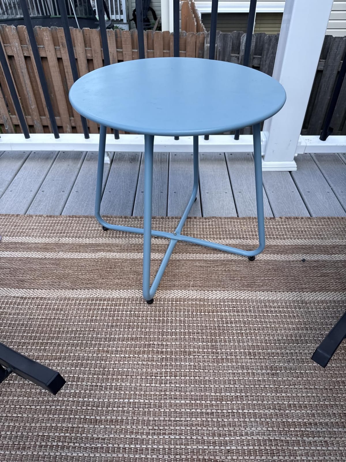 Meluvici Patio Small Side Table Waterproof Round Metal Steel Weather Resistant Portable Outdoor and Indoor End Table for Garden Balcony Yard, Black customer photo 1