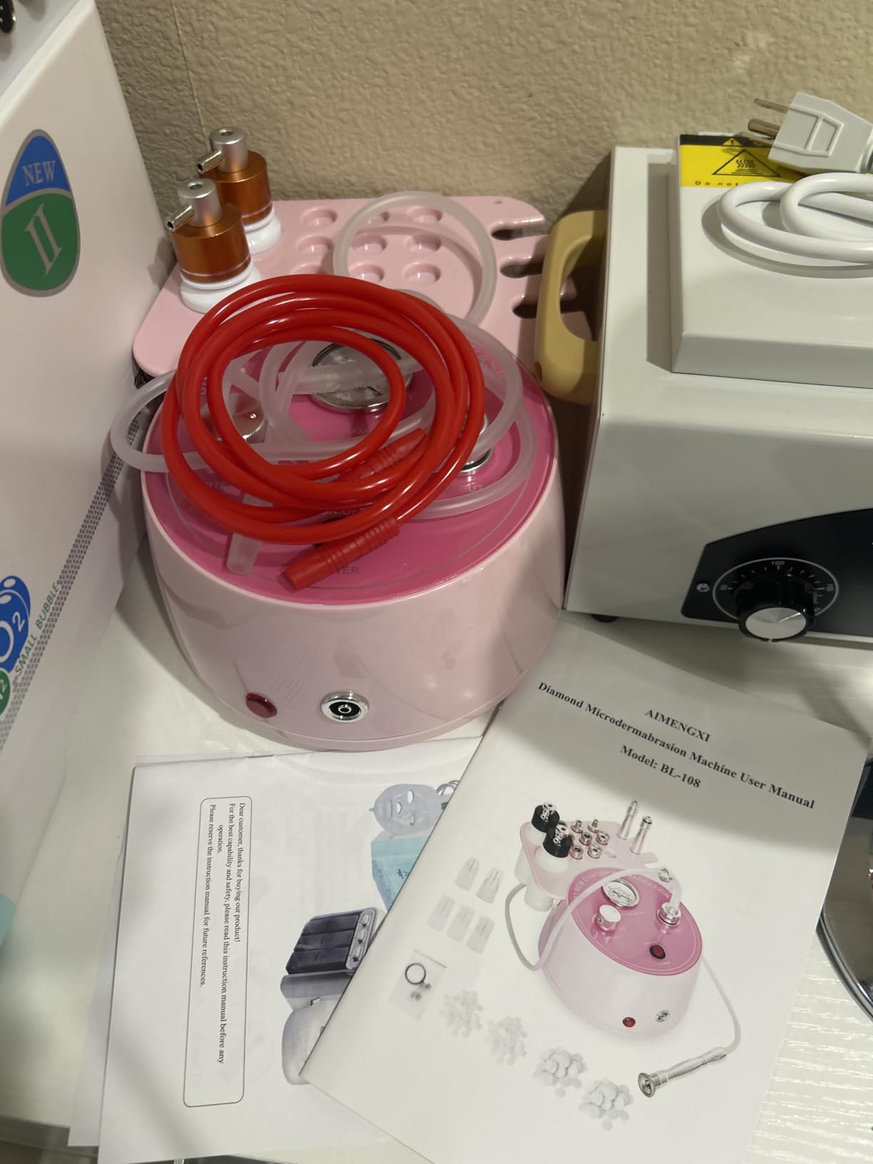 Diamond Microdermabrasion Machine Professional Plus, 3 in 1 Pink Diamond Dermabrasion Facial Beauty Equipment Skin Care for Vacuum Blackhead Removal & Spray, Suction Power 0-70 cmHg customer photo 2