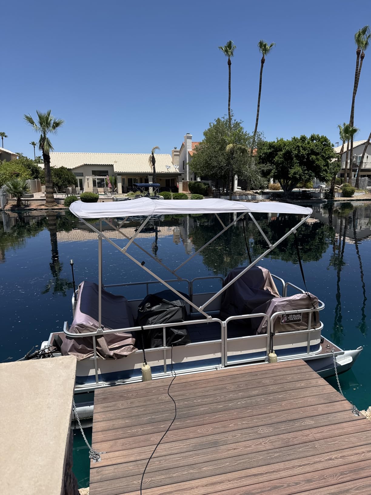 Savvycraft 4 Bow Bimini Top, 10 Feet Long Square Tube Bimini Top Set, Includes Marine Grade Canvas Cover, Storage Boot, Rear Poles with 1 Inch Aluminum Frame, Black, 4 Bow 120
