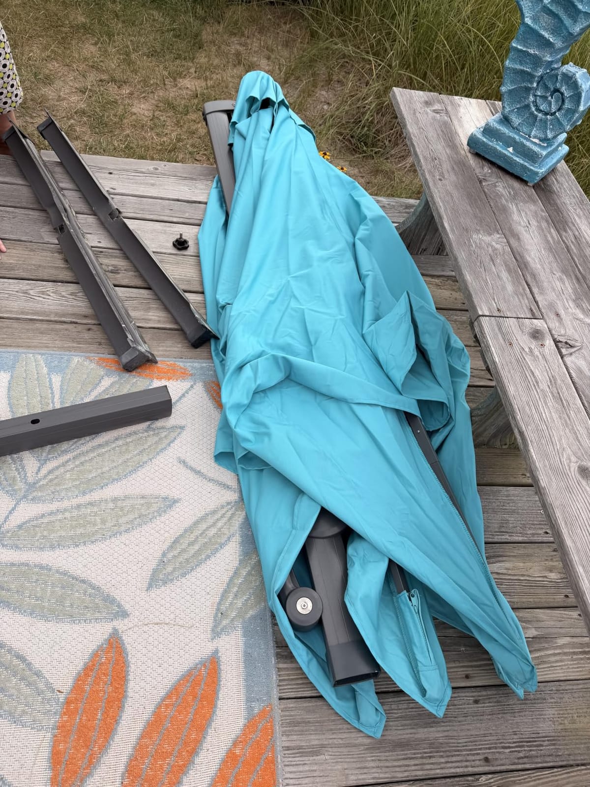 Sunnyglade 10x13Ft Cantilever Patio Umbrella Rectangular Deluxe Offset Navy customer photo 2