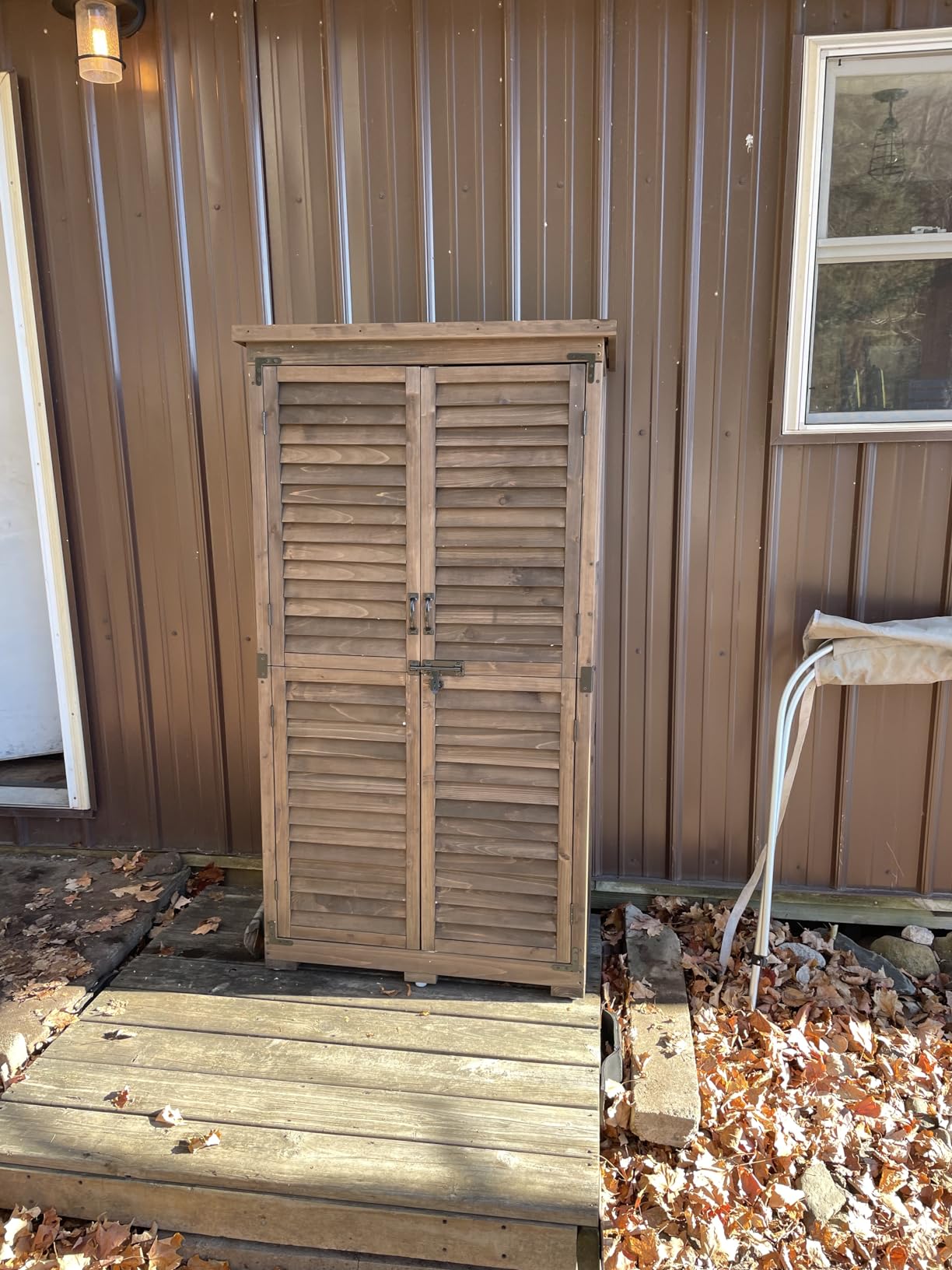 MCombo Outdoor Storage Cabinet, Wood Shed with Shelves 0870 (Natural) customer photo 1