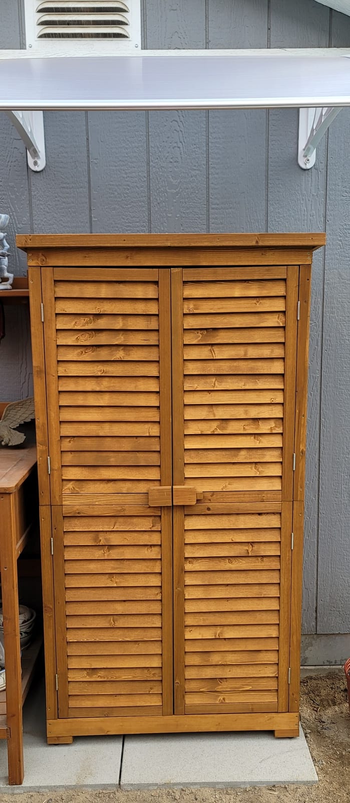 MCombo Outdoor Storage Cabinet, Wood Shed with Shelves 0870 (Natural) customer photo 2