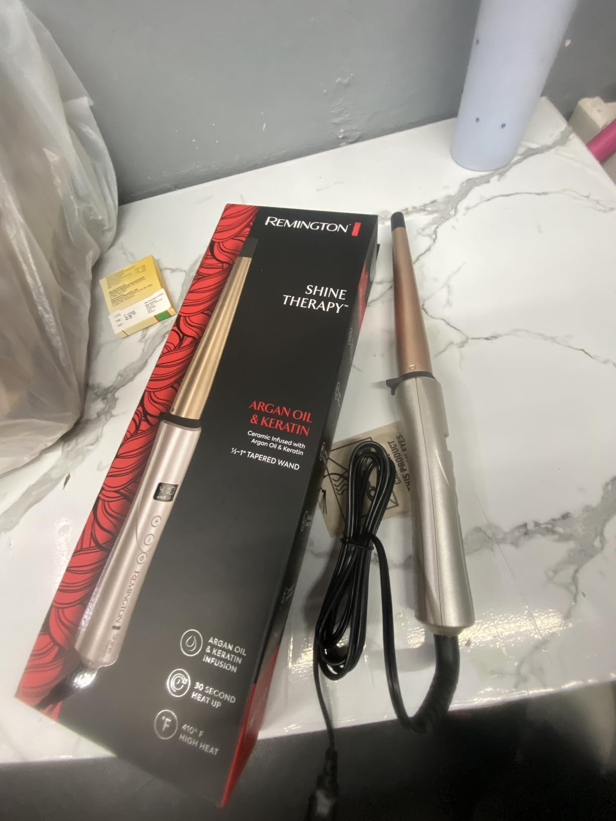Remington Shine Therapy Argan Oil & Keratin Infused ½-1 Inch Tapered Curling Wand for Natural Curls, Includes Heat Glove customer photo 1