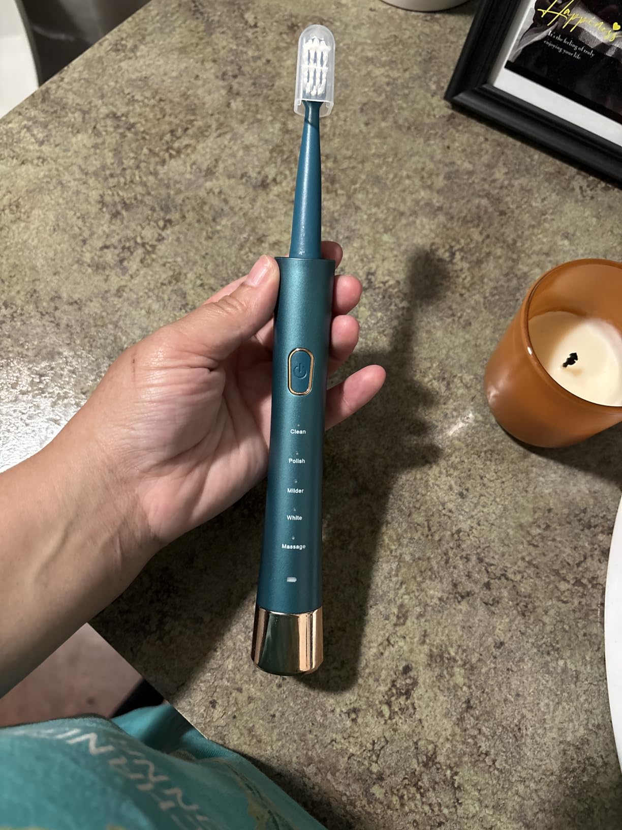 AJELU IPX7 Waterproof Sonic Electric Toothbrush for Adults, 2-Hour Fast Charging, Smart Timer, 5 Brushing Modes, 8 Brush Heads, 30-Day Battery Life, Blue customer photo 2