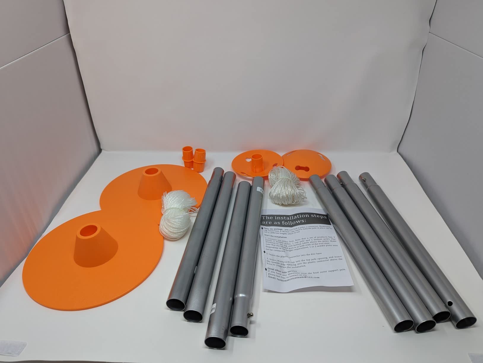 Boat Cover Support Pole Systems with Anti-UV PE Ropes & 9