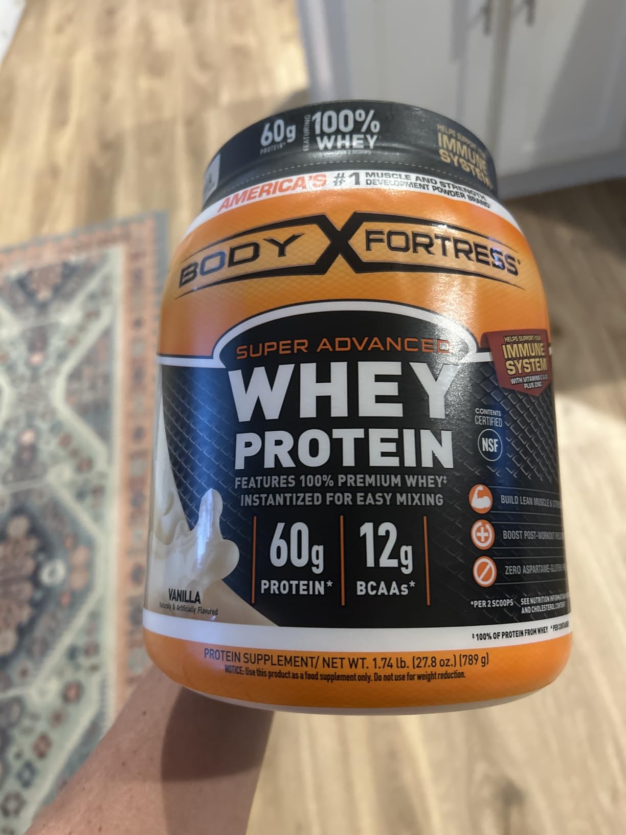 Body Fortress Super Advanced Whey Protein Powder, Vanilla, 1.74lbs customer photo 2