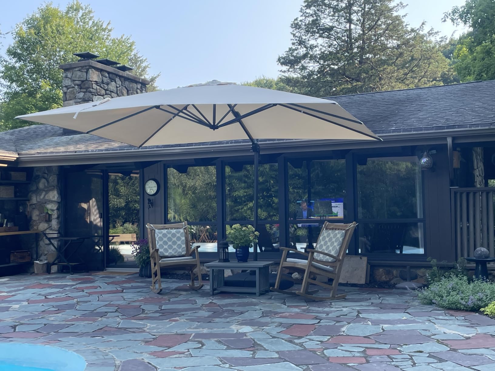 PURPLE LEAF Patio Cantilever Umbrella 10' x 13' Large Space for Pool Grey customer photo 1