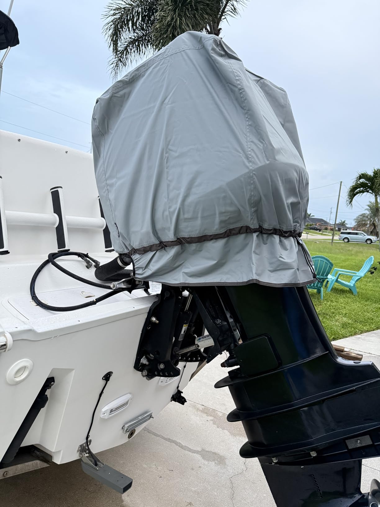 Waterproof Outboard Motor Cover Fits 115-225 HP, Grey customer photo 1
