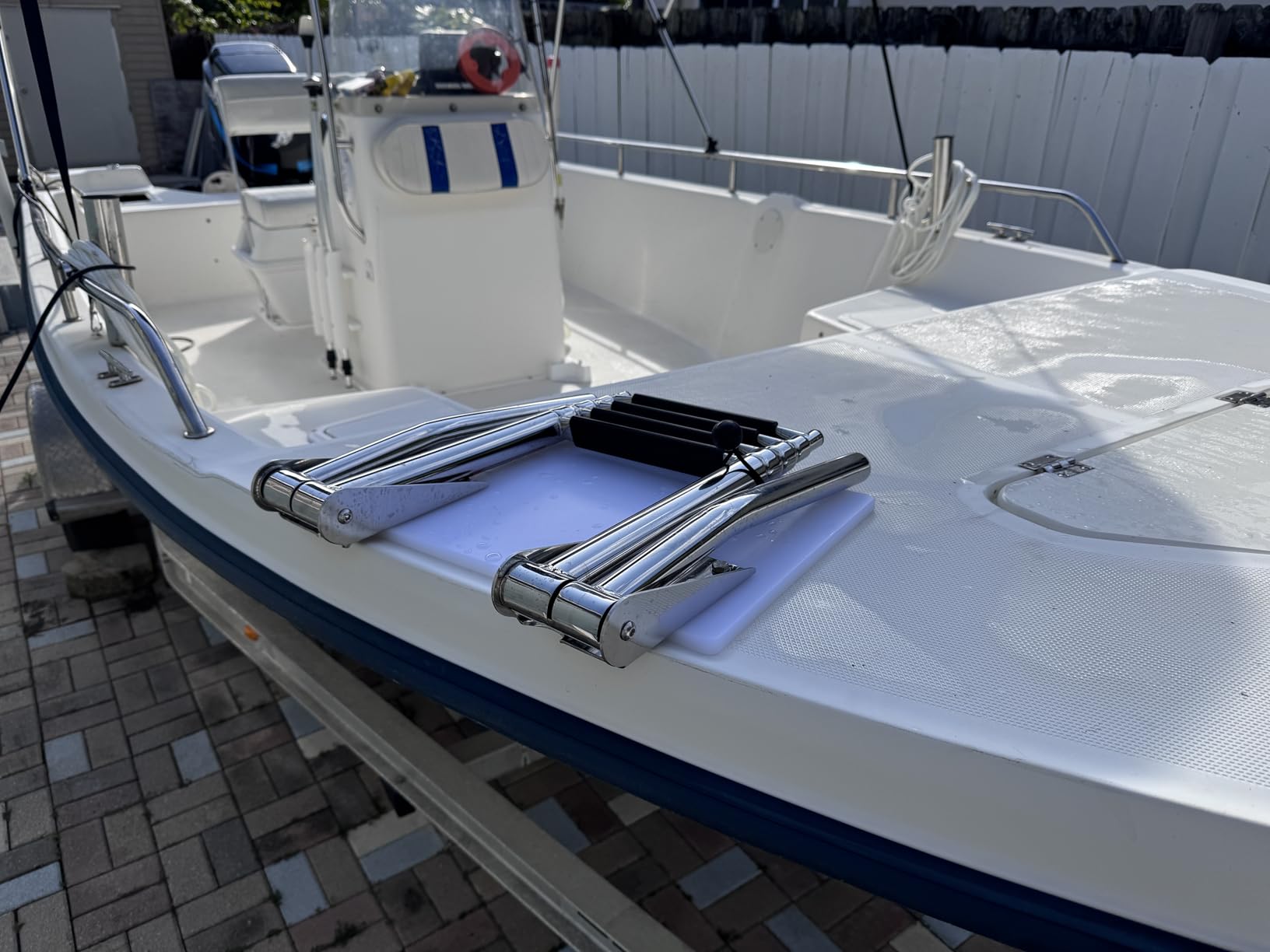 Stainless Steel in-Board 4 Steps Telescoping Ladder Folding Dock Ladder for Marine Boat Yacht Swimming Pool 600lbs Capacity with L Handrails customer photo 1