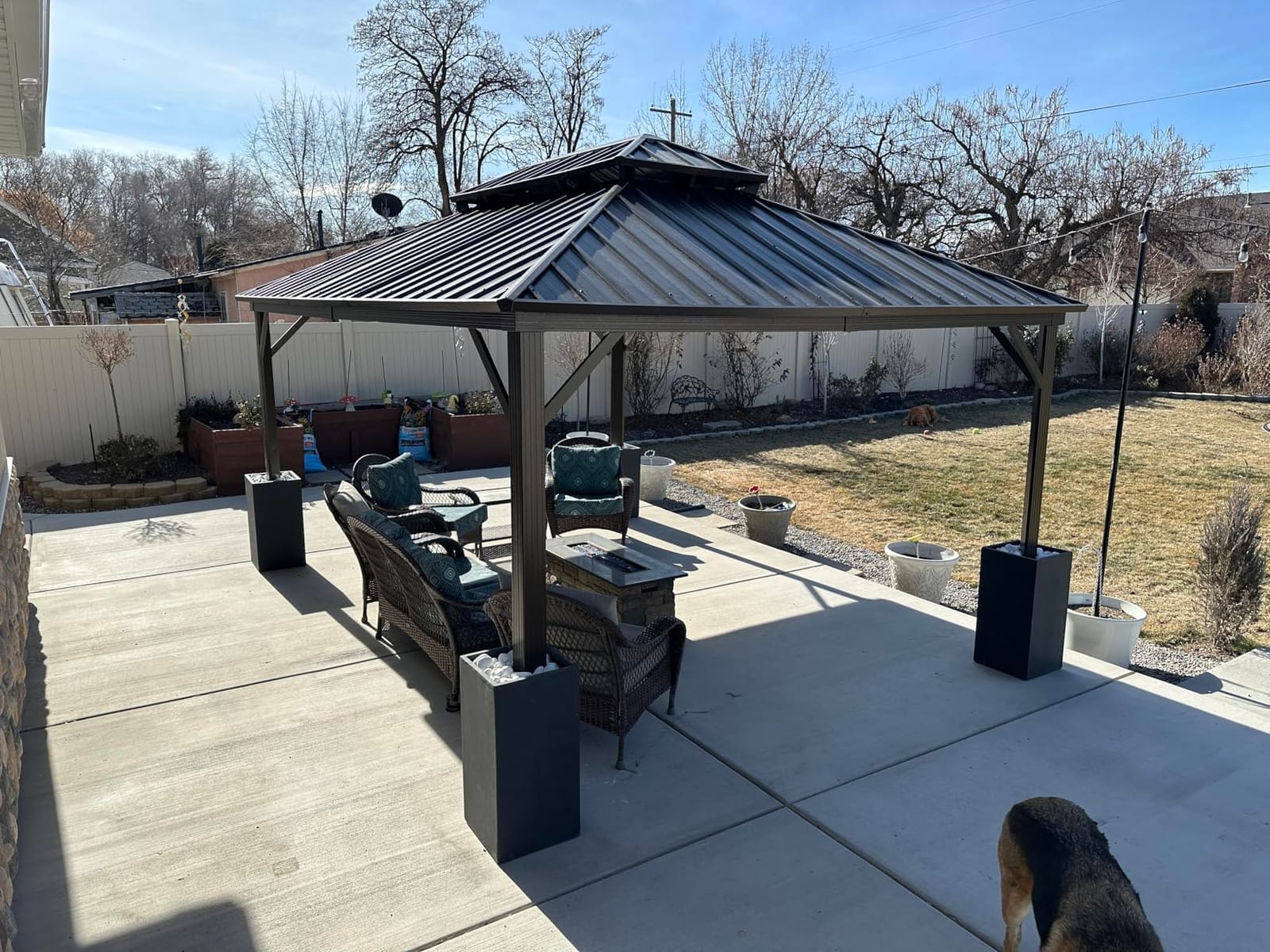EROMMY 10' x 10' Hardtop Gazebo, Aluminum Frame Gazebos with Galvanized Steel Double Roof, Permanent Outdoor Metal Pavilion with Curtain and Netting for Patio, Lawn, Deck customer photo 2