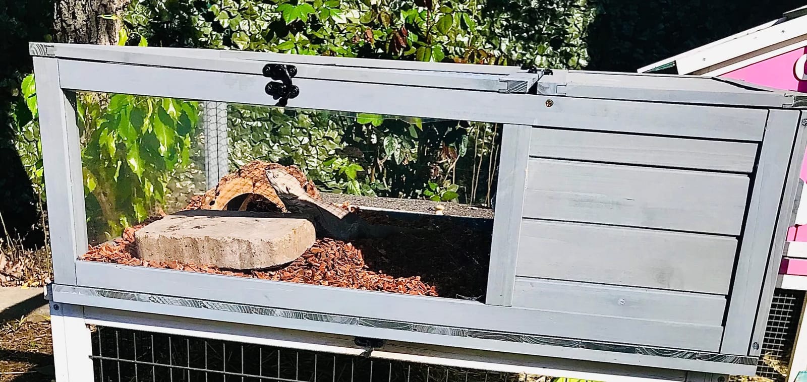 PawHut Wooden Tortoise House Indoor Turtle Habitat Enclosure Outdoor Reptile Cage for Lizards, Geckos, Yellow customer photo 2