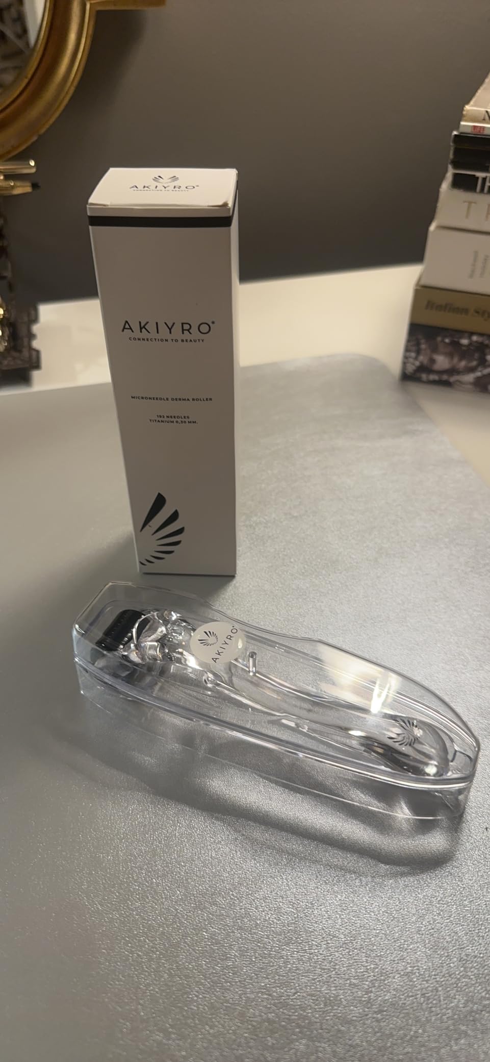 AKIYRO Derma Roller 0.30mm - Microneedle Roller with Storage Case - 192 Micro Needling Dermal Tool for Face, Beard, Scalp & Body - At Home Microneedling Skin Care for Women & Men (Black) customer photo 2