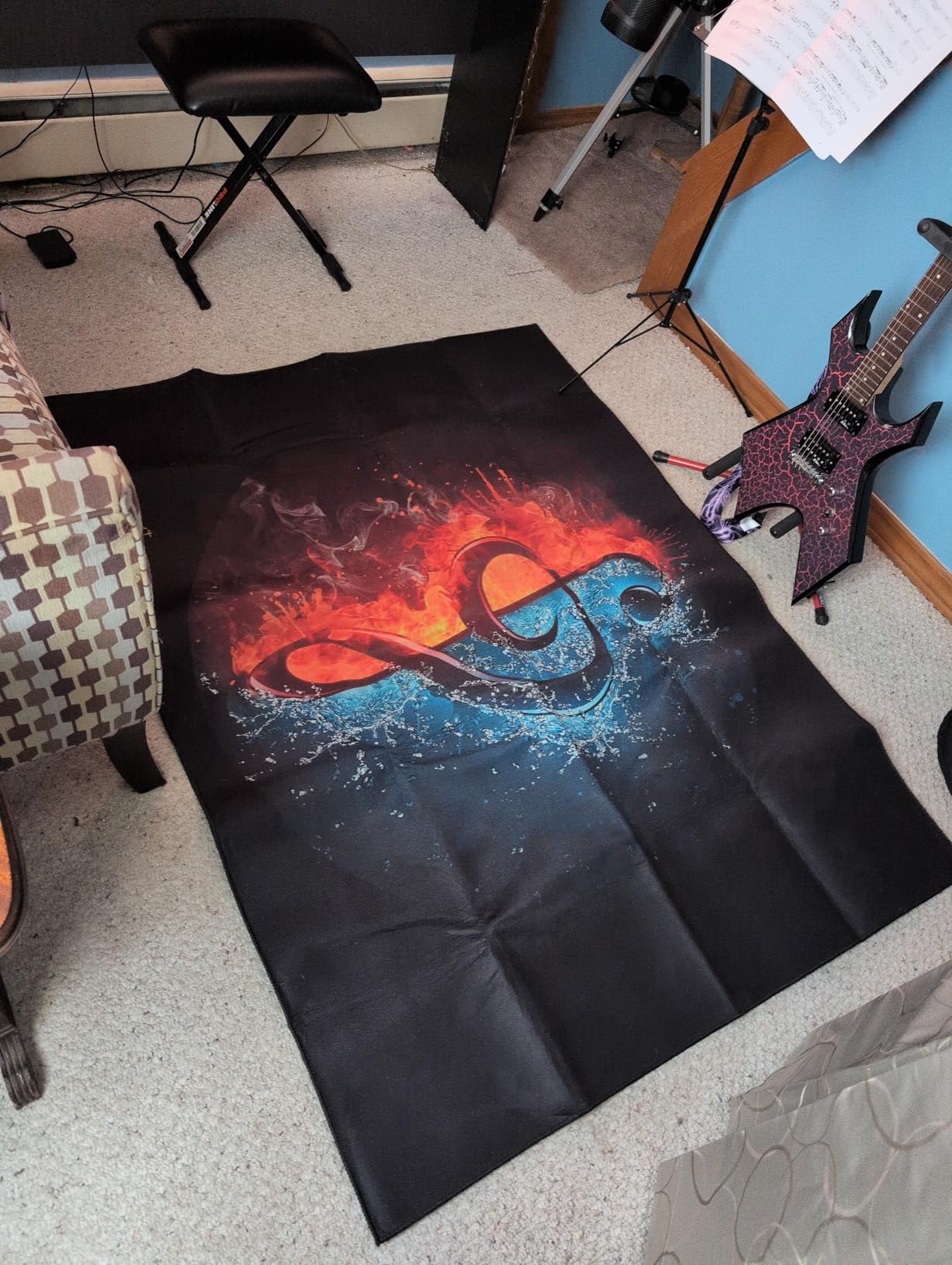 Drum Rug, Drum Mat, Electrical Drum Carpet Soundproof Rug Pads Drum Accessories for Electric Drums Jazz Drum Set, Gift for Drummers, Drum Accessories, 47” x 63” customer photo 1
