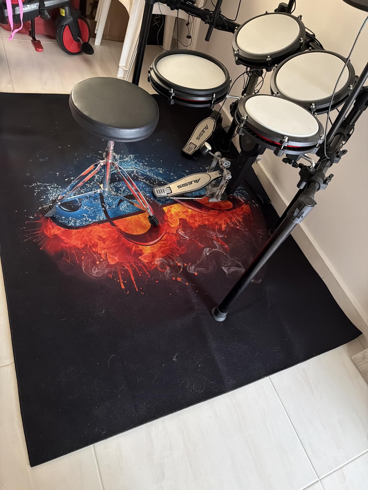 Drum Rug, Drum Mat, Electrical Drum Carpet Soundproof Rug Pads Drum Accessories for Electric Drums Jazz Drum Set, Gift for Drummers, Drum Accessories, 47” x 63” customer photo 2