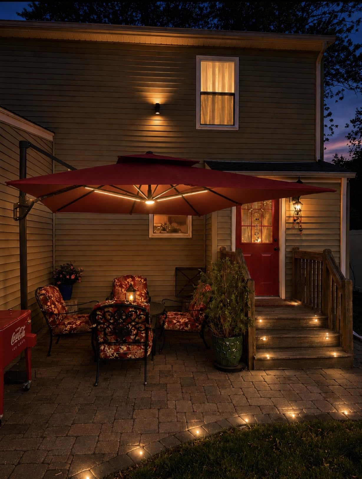 Deconk 10' X 13 'Patio Umbrella with LED Light Outdoor Cantilever Umbrellas customer photo 2