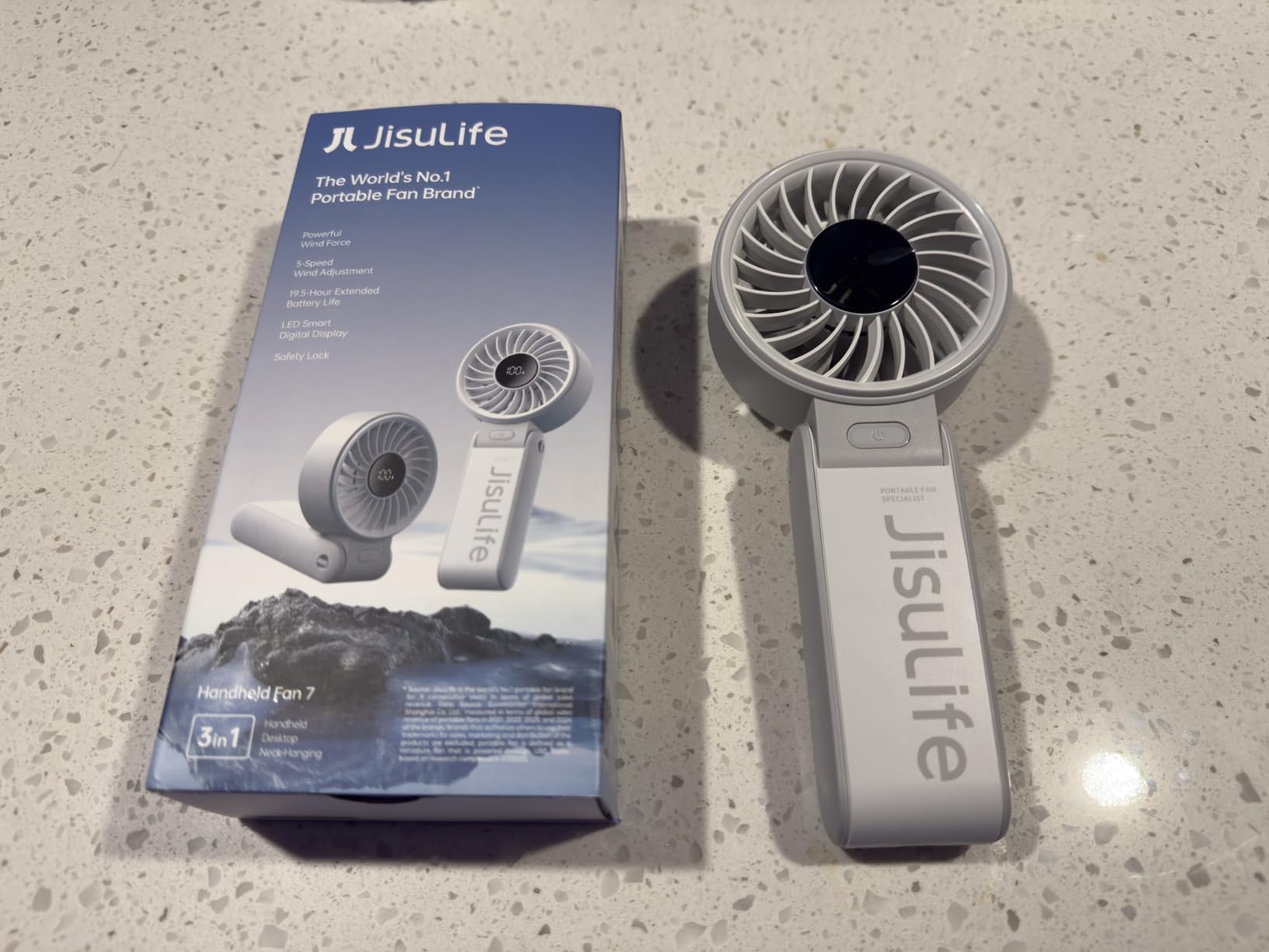 JISULIFE Portable Handheld Fan Life7: 3-in-1 Hand, Desk & Neck Fan-Black customer photo 2