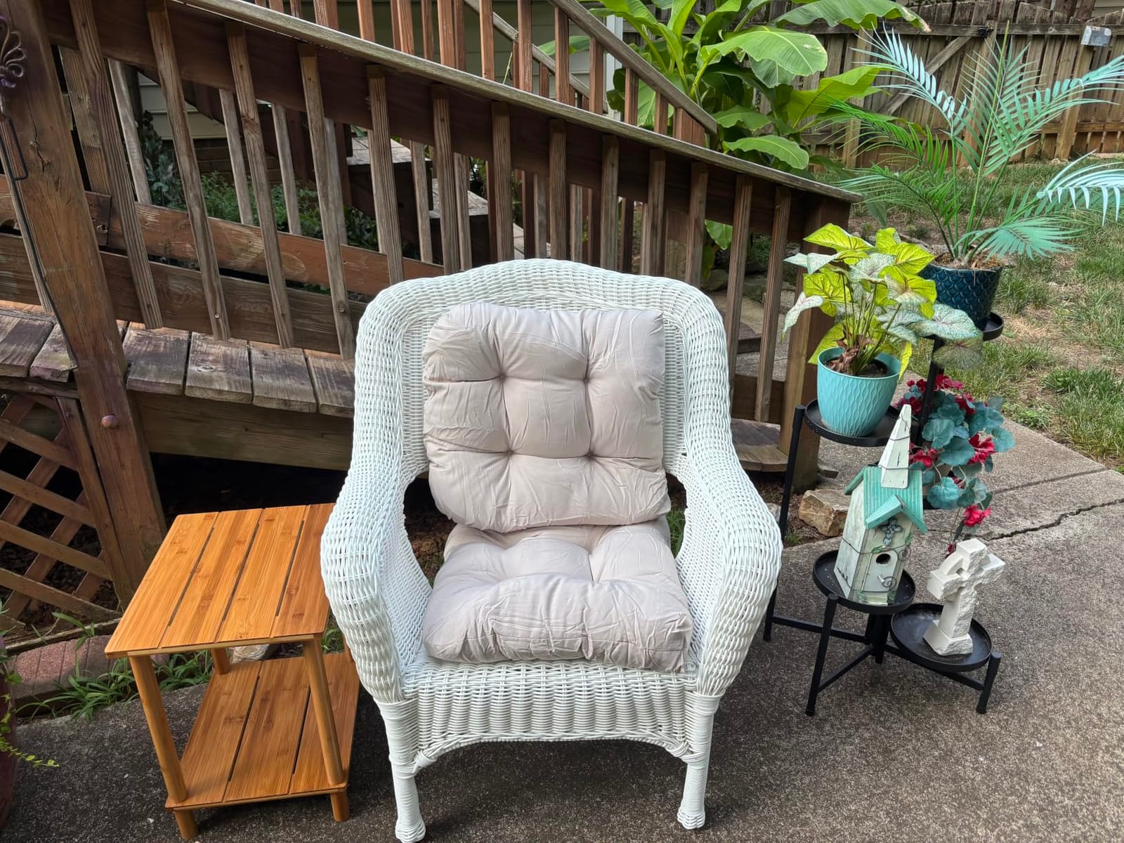 Outdoor Side Table with 2-Tier, Bamboo Small Patio Adirondack Tables customer photo 1