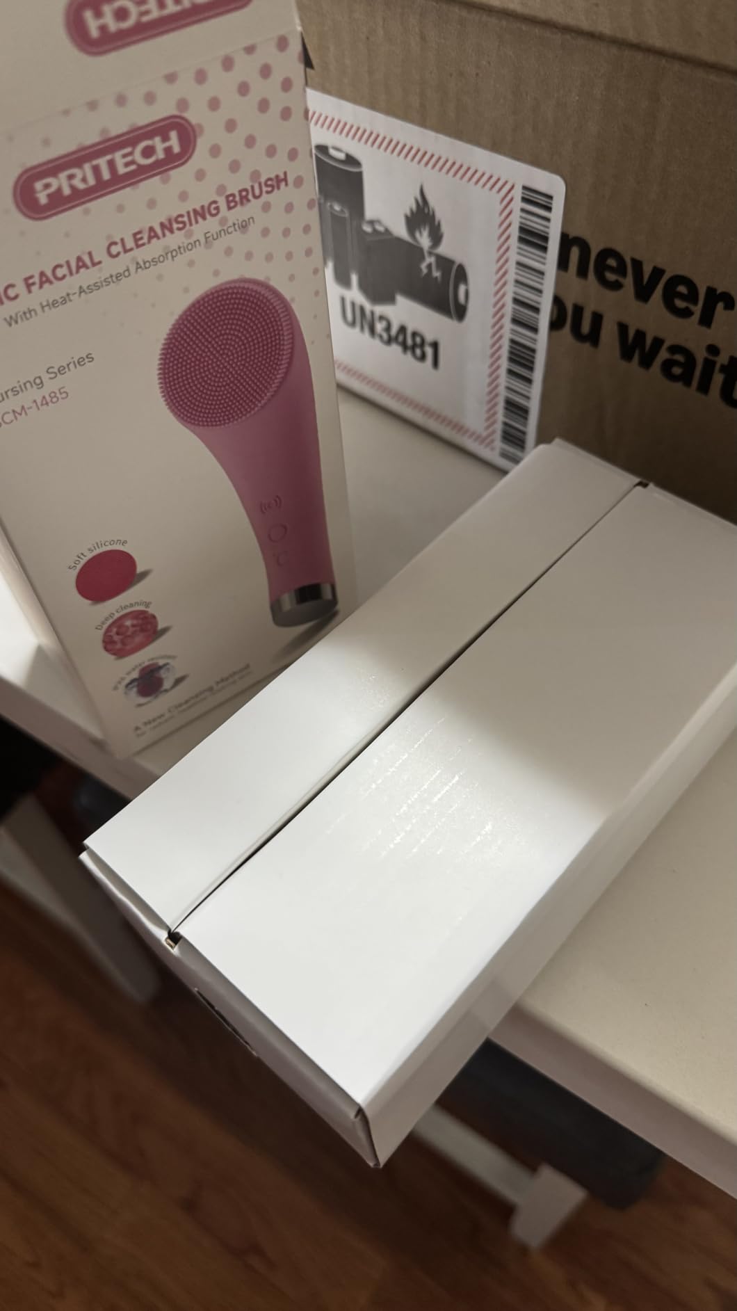 PRITECH Facial Cleansing Brush, Rechargeable Silicone Face Scrubber with Heat Massage End, Vibrating Exfoliator Scrubber for Deep Cleaning, Waterproof Face Brush for Women and Men (Pink) customer photo 2