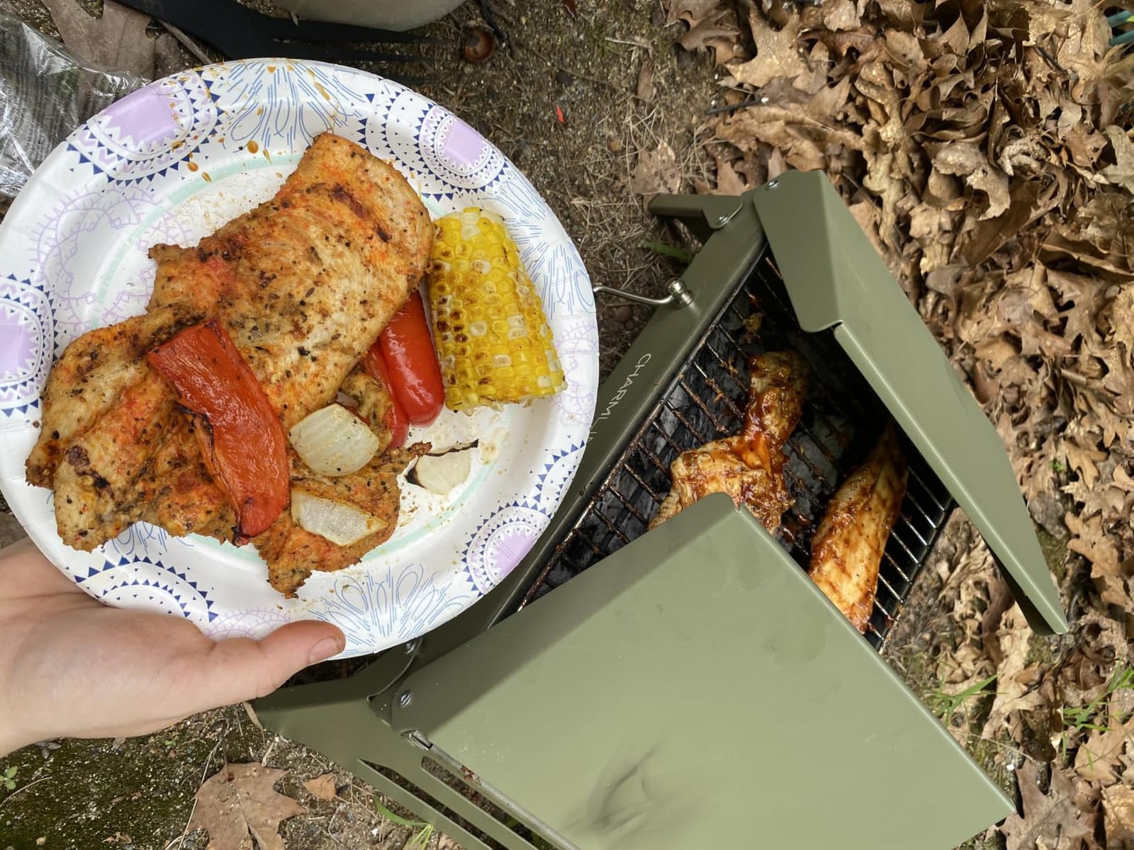 Charmline 14 x 9 inches Small Portable Charcoal BBQ Grill, Foldable Compact Camping Barbecue for 1–3 People, Ideal for Camping, Tailgating, Beach, Picnic & Tabletop Use, Green customer photo 1