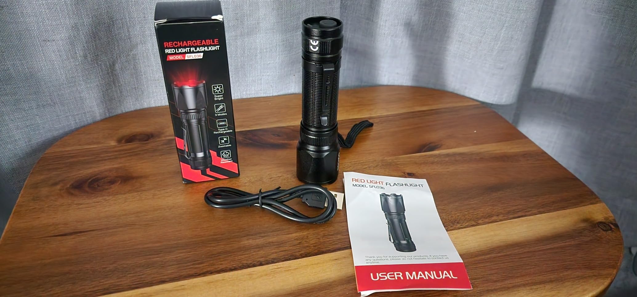 RECHOO Red Light Flashlight, High-Powered 3-Mode Red LED Rechargeable Flashlights with Clip & Lanyard, Zoomable Portable Red Flashlights for Hunting, Astronomy, Aviation & Night Observation customer photo 1