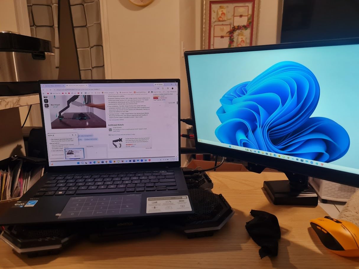 WALI Adjustable Single Monitor Arm for 13-34 inch Screens, up to 26.4 lbs customer photo 2