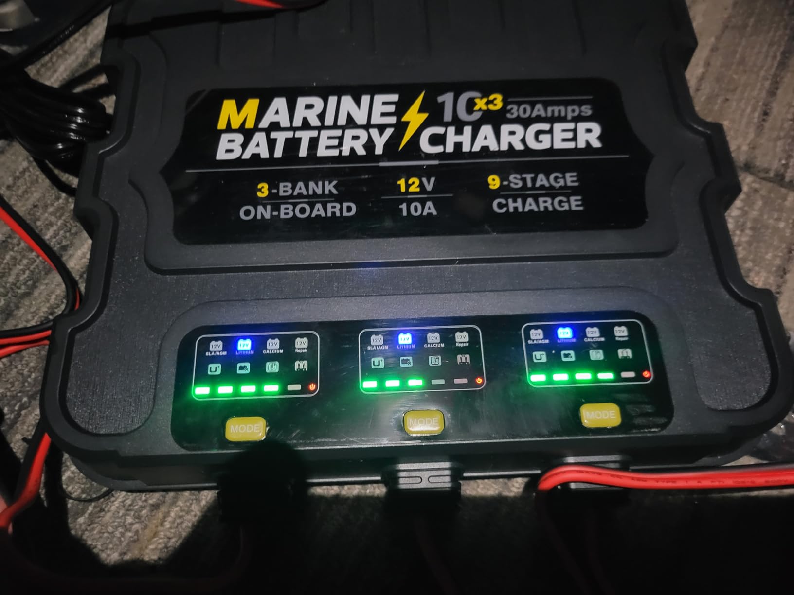 SOARFLY 2 Bank Marine Battery Charger, 10A (5A/Bank) 12V Waterproof On BOAD Boat Battery Charger, Battery Maintainer & Desulfator for SLA/AGM, Lithium (LiFePO4), Calcium & Deep-Cycle Battery customer photo 1