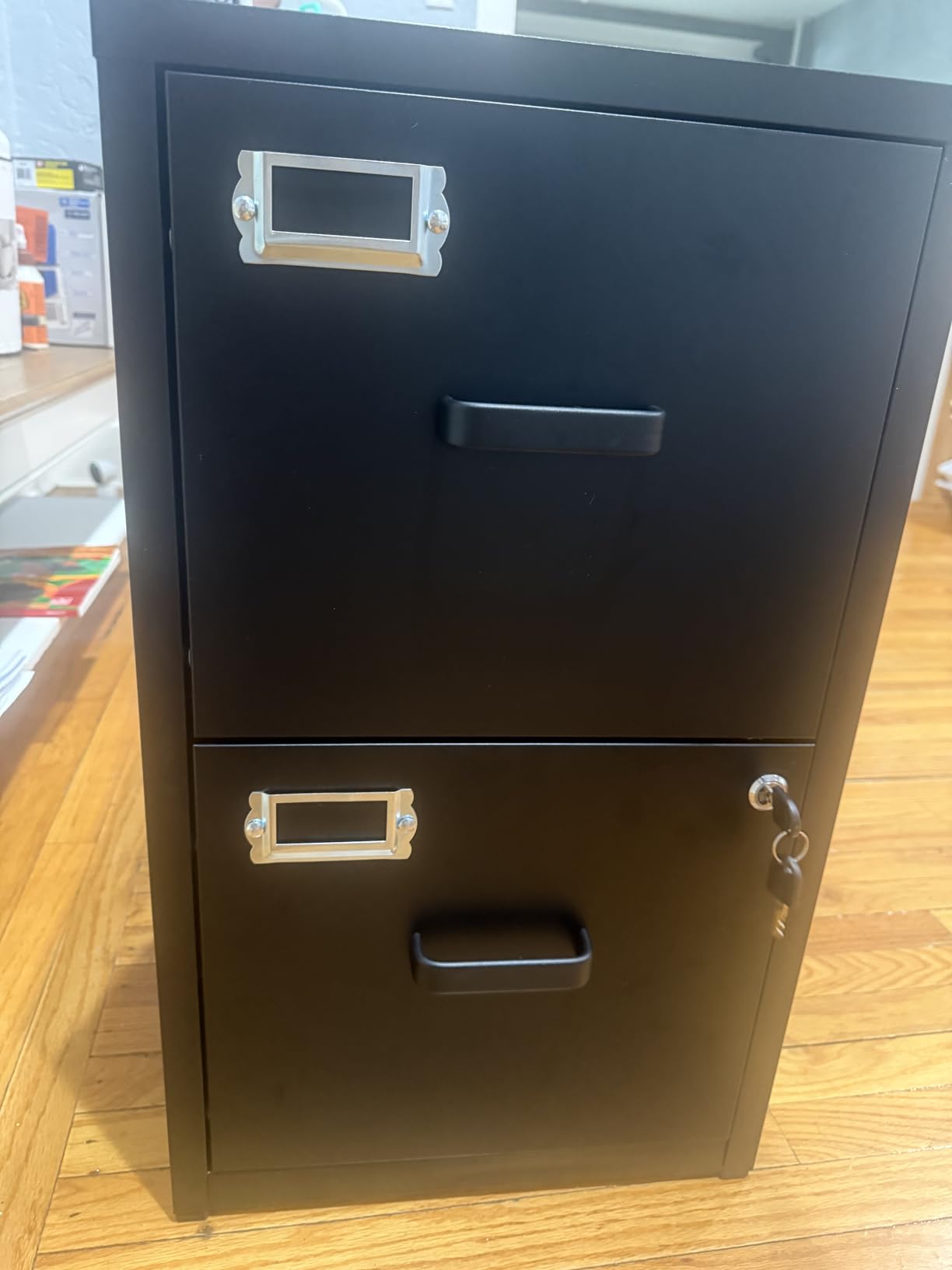 SISESOL 2 Drawer File Cabinet with Lock,Narrow Vertical Filing Cabinet,Under Desk File Cabinets,Black Metal File Cabinets for Home Office,Fit Letter/A4/Legal Size File, Easy Assembly customer photo 2