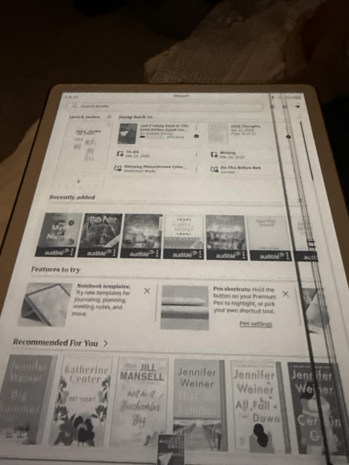 Amazon Kindle Scribe 32GB (newest model) — 11” display with front light, paper-like feel, and no distractions — Write in notebooks, docs, and books. Pen included - Graphite customer photo 2