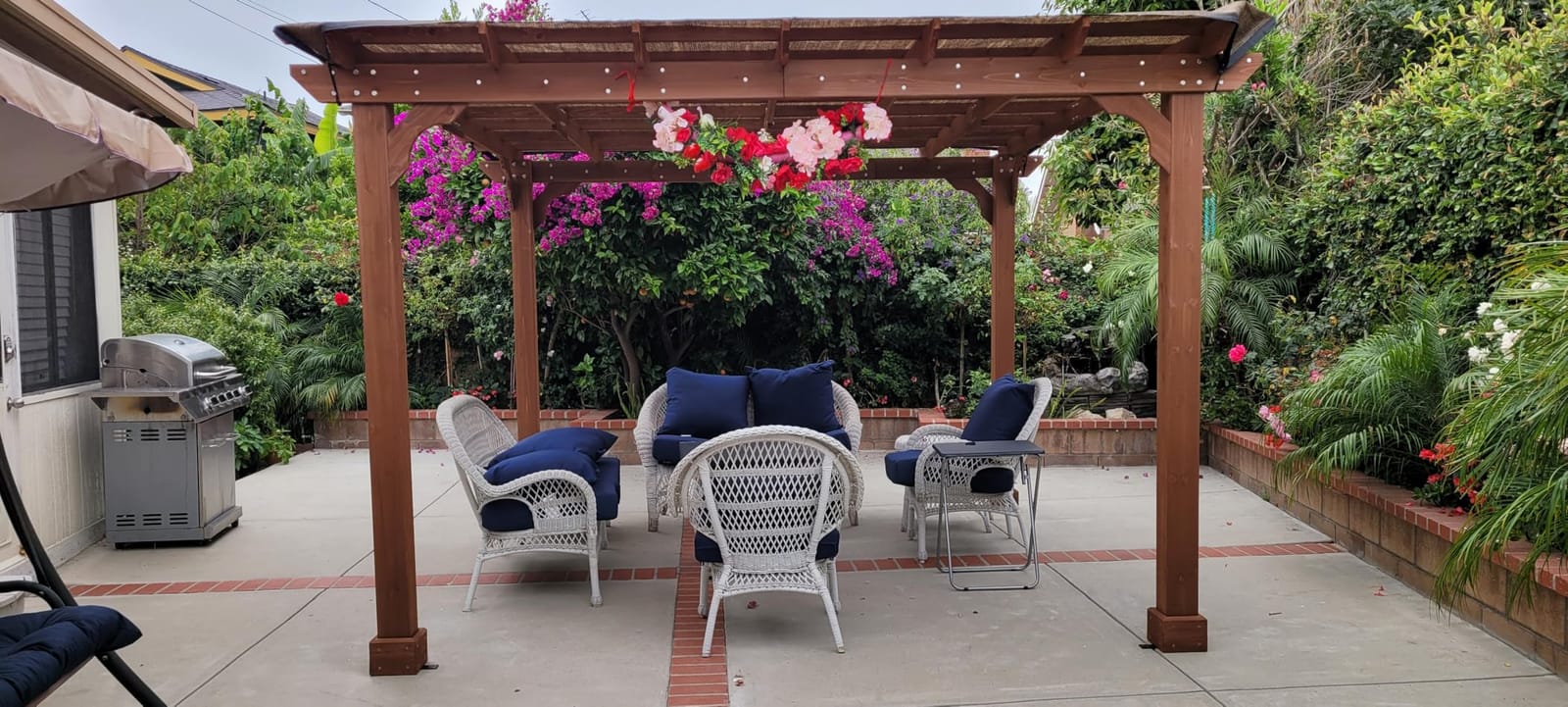 BlueWish 12’ x 14’ Cedar Wood Patio Pergola with Slatted Trellis Roof, Outdoor Pergola Backyard Gazebo with Solid Structure for Deck Yard Grill Party Garden customer photo 1