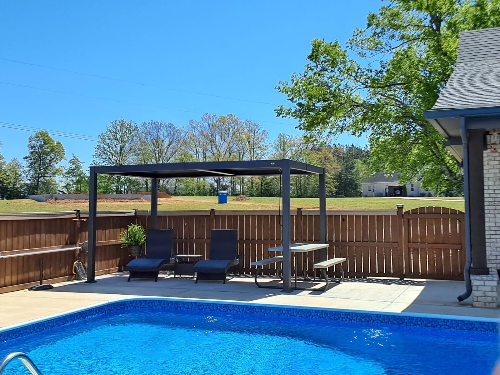 PURPLE LEAF 92KS Louvered Pergola 13' x 15' with LED Strip Light, Gray customer photo 2