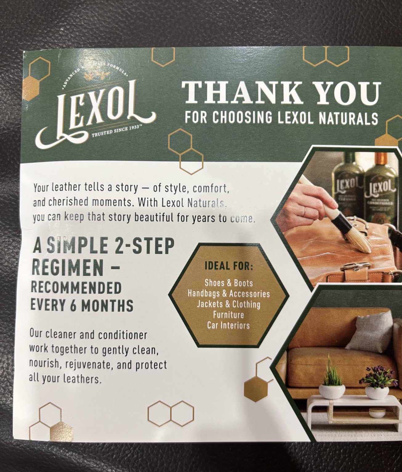 Lexol All Leather Care Kit - 5-Piece Natural Leather Cleaner & Conditioner with Aloe Vera, Bee Milk, Cloths & Brush for Car Seats, Furniture, Jackets, Bags & Boots, Gift for leather lovers customer photo 1