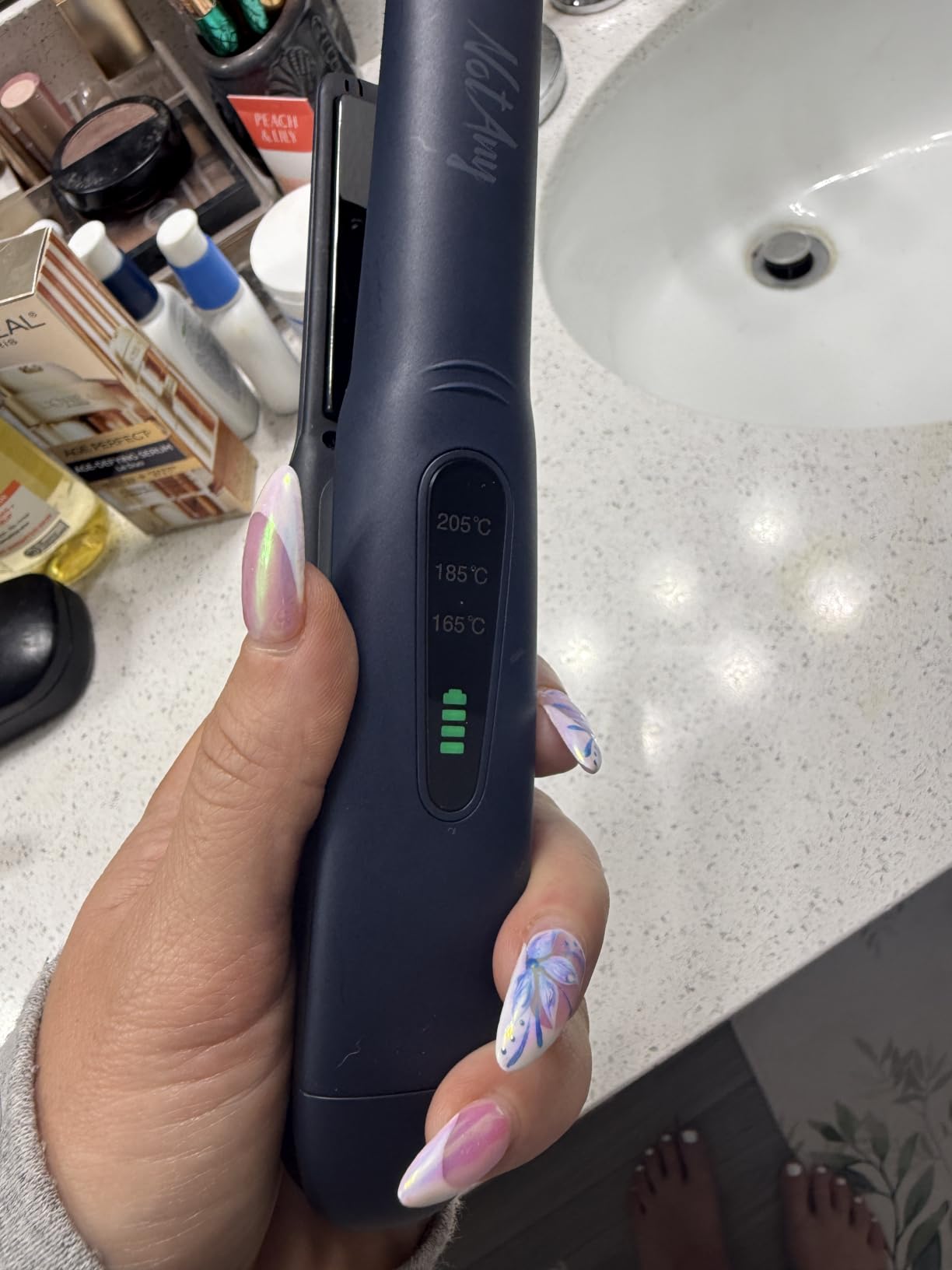 Cordless Hair Straightener, 1 Inch Portable Flat Iron Hair Straightener & Curler, Travel Hair Straighteners for Women, Titanium Floating Plates, Dual Voltage & 20S Fast Heat Up Includes Hair Clips customer photo 2