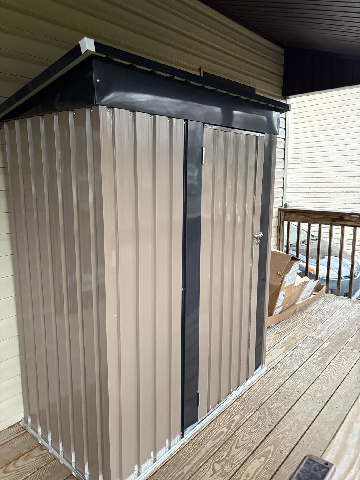 Greesum 10 x 10 FT Metal Outdoor Storage Shed, Brown customer photo 1