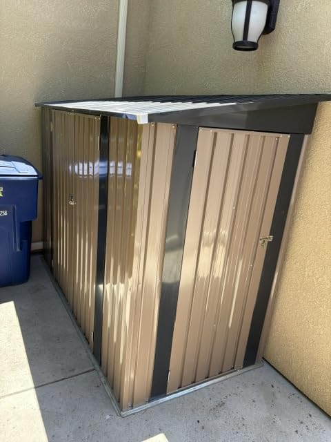 Greesum 10 x 10 FT Metal Outdoor Storage Shed, Brown customer photo 2