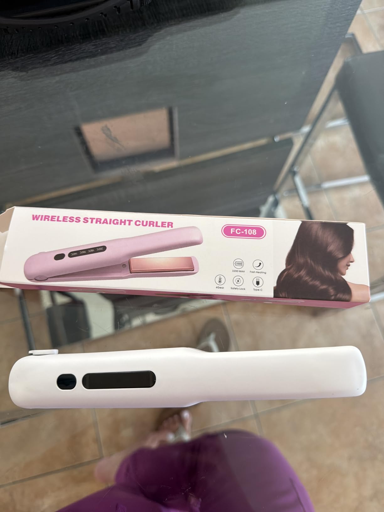 Cordless Hair Straightener, Portable Flat Iron for Travel, 2 in 1 Hair Styling Tools for straightening and Curling, Lightweight on-The-go customer photo 1