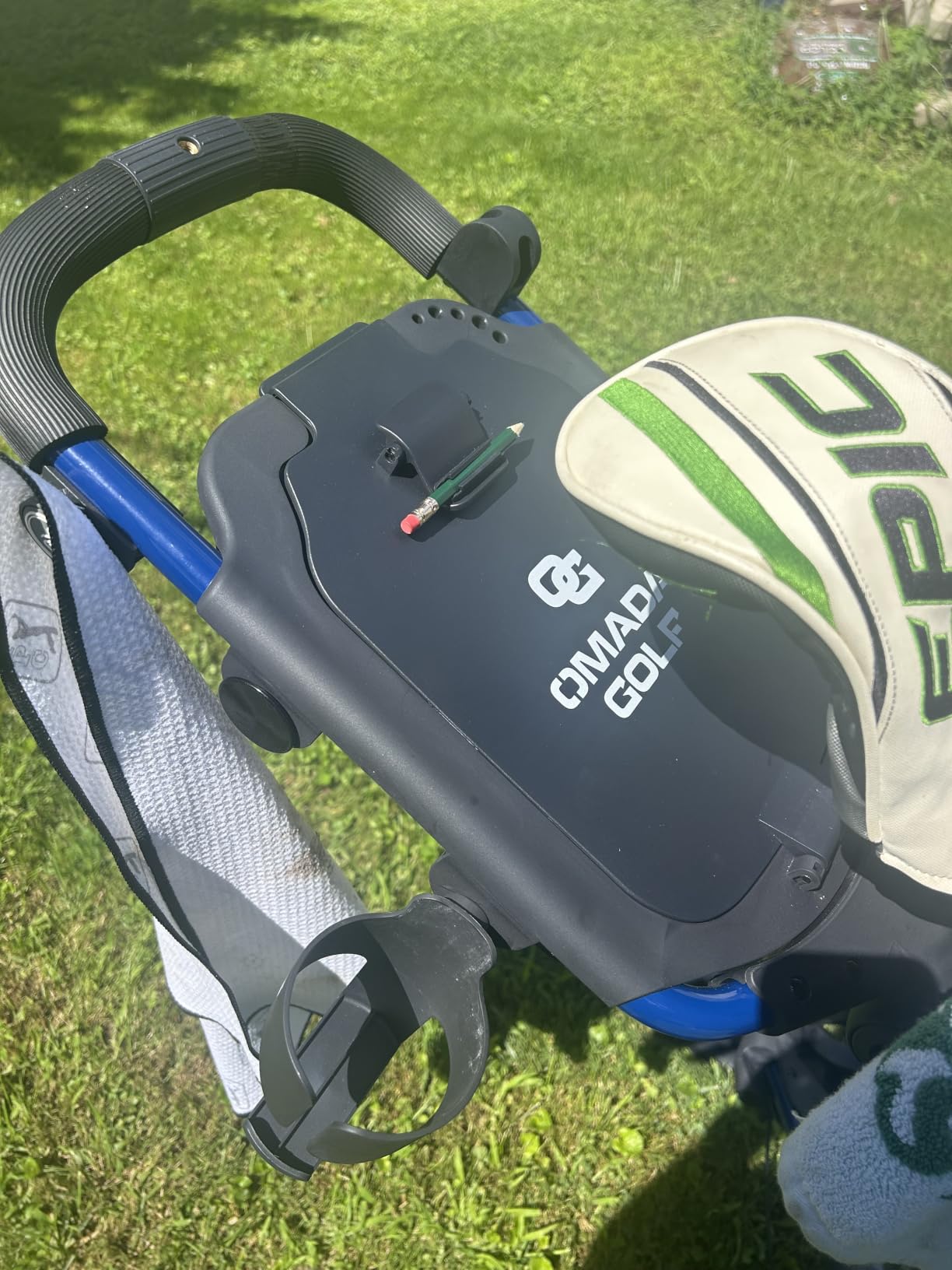 OMADA GOLF T2Lite Golf Push Cart | Lightweight, Ultra-Compact Folding Golf Cart | Large All Terrain Wheels | Umbrella Holder Included | Deep Storage Console | Adjustable Handle, Handbrake + Cup Holder customer photo 2