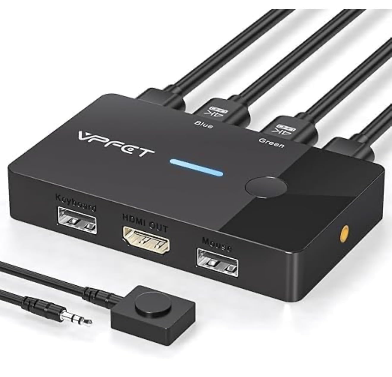 HDMI KVM Switch 1 Monitors 2 Computers 4K@60Hz USB KVM Switches 2 Ports for 2 PC Sharing Single Monitor and Keyboard Mouse with Wired Extend Controller Plug and Play customer photo 1